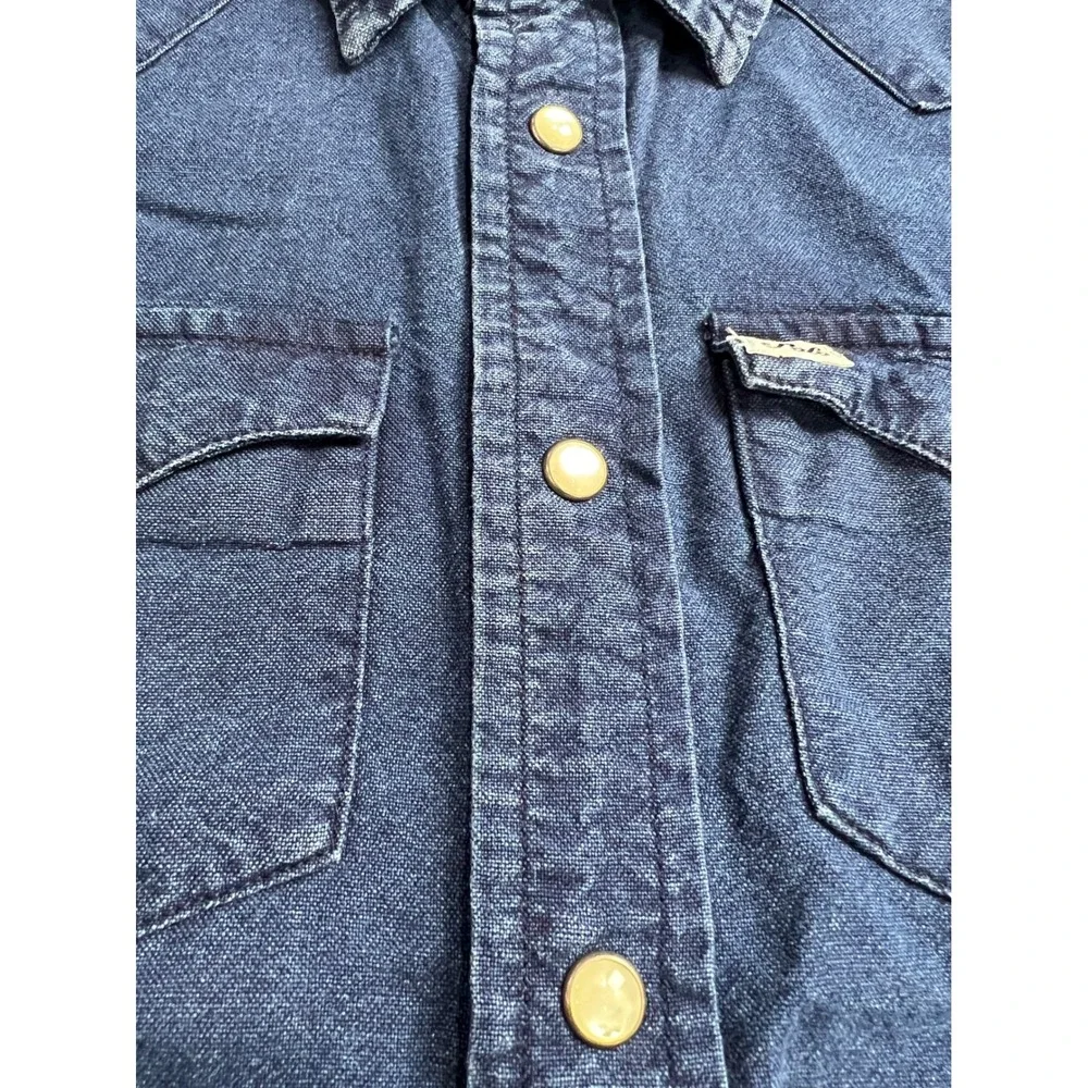 Polo Ralph‎ Lauren Western Denim Shirt Kids 6 Blue Short Sleeve Pearl Snap PA51
